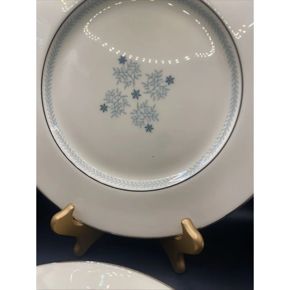 4 Lenox Charmaine MCM Dinner Plates Stunning‎ Platinum Rim VTG U. S. A.